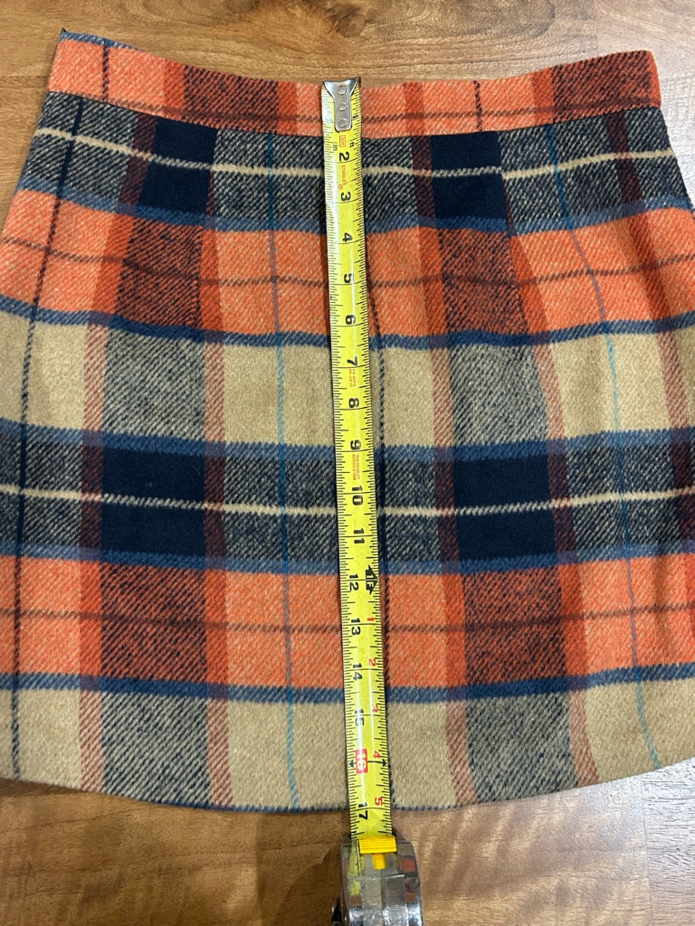 Lulu's Orange, Navy & Cream Plaid Mini Skirt Size Medium - Picture 12 of 12